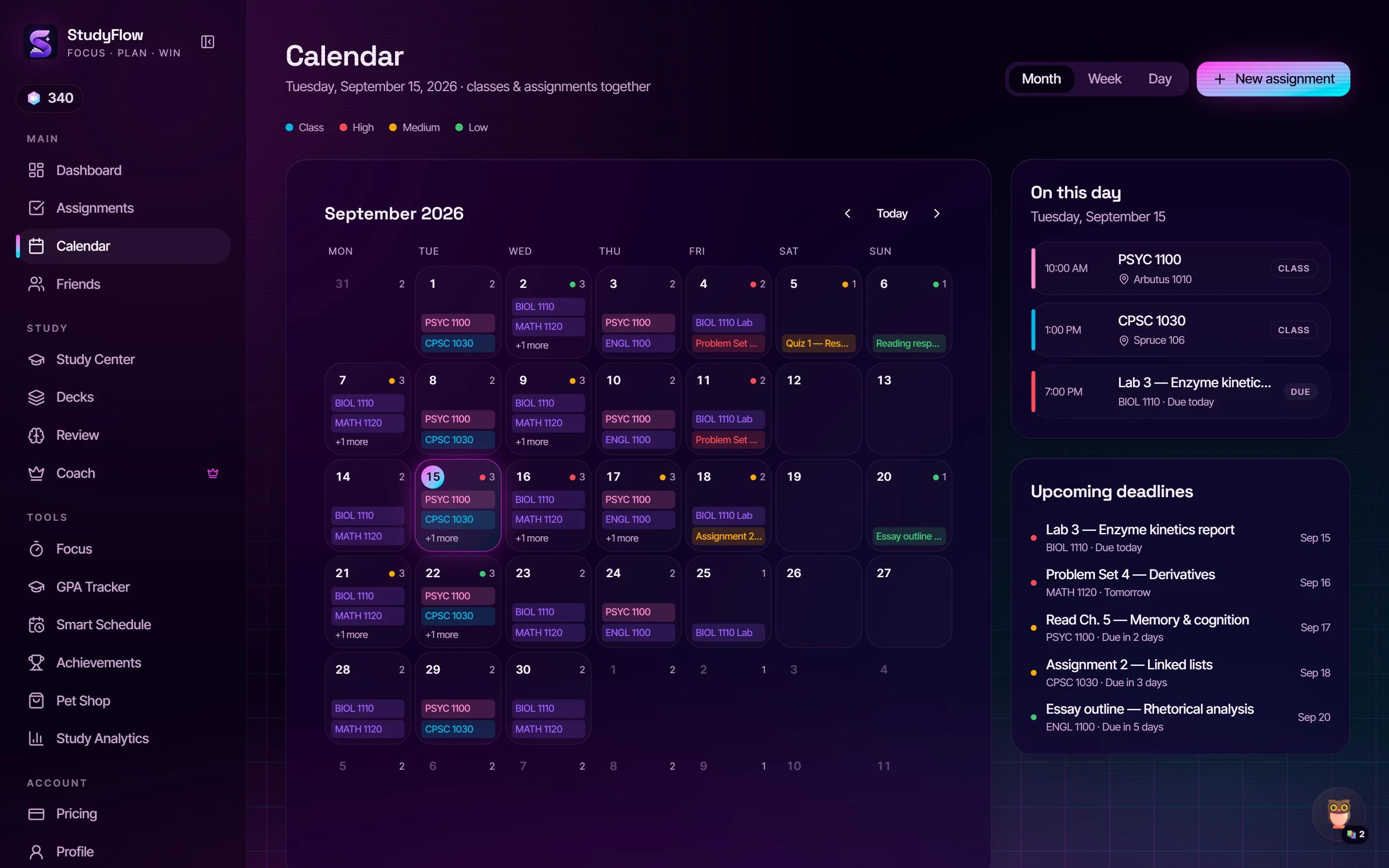 Calendar month view