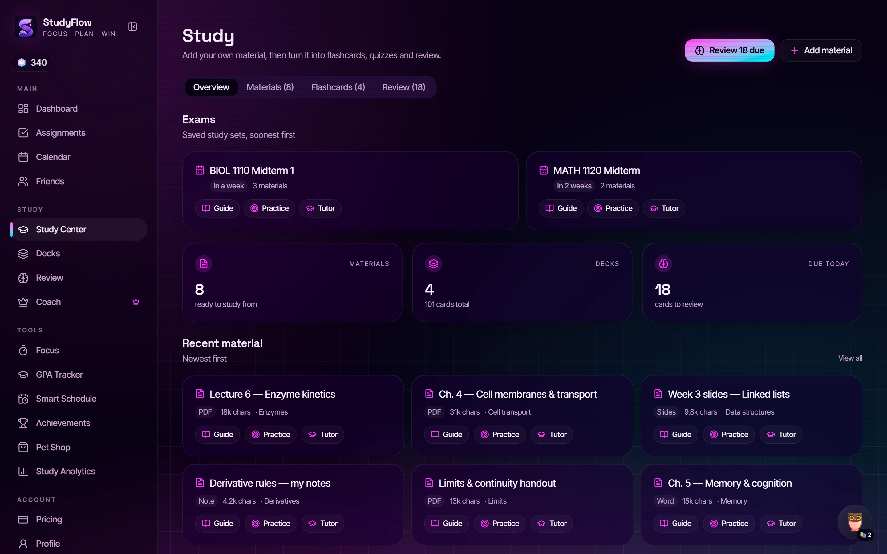 Study Center overview